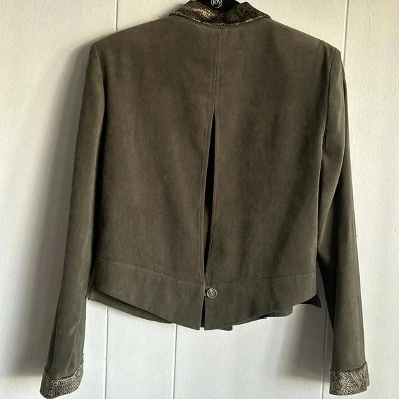 Jessica Howard Blazer Jacket Women's 8 Green Snake Skin Long Sleeve Open Back - Picture 6 of 8